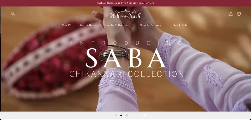 Mehr-o-Maah fashion website homepage
