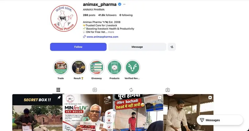 Animax Pharma Instagram profile