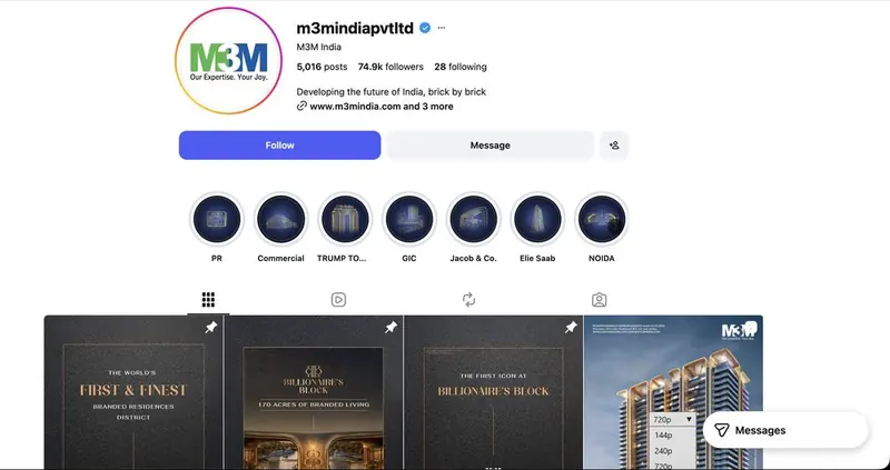 M3M India Instagram profile