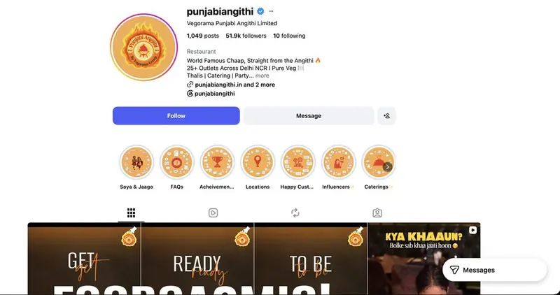 Punjabi Angithi Instagram profile