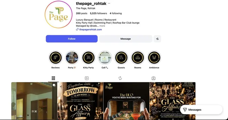 The Page Rohtak Instagram profile